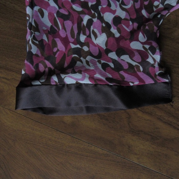 Duo Maternity Medium 8-10 Sheer Pink Brown Shirt - Picture 4 of 6